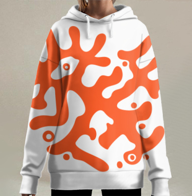 Оранжевое динамическое переплетение энергии сером фоне, Hoodie Long Oversize 3D