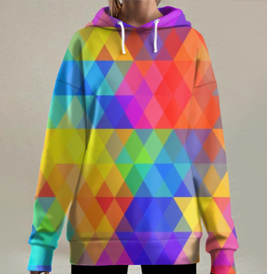 Яркий геометрический абстрактный фон, Hoodie Long Oversize 3D