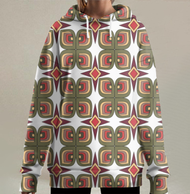 Яркий геометрический узор., Hoodie Long Oversize 3D