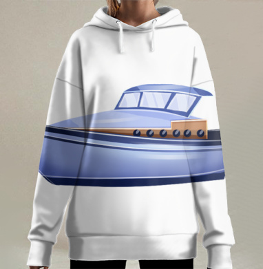 Лодка Море Путешествие Безопасность, Hoodie Long Oversize 3D