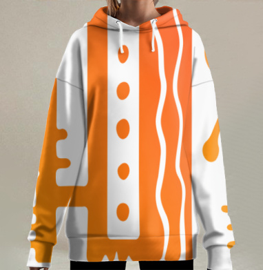 Абстрактный оранжевый Зверь минимализм серый, Hoodie Long Oversize 3D