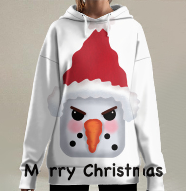 Агрессивный снеговик с красной шапкой и надписью Merry Christmas - Магазин футболок SychEvaartist - Дизайнерские принты
