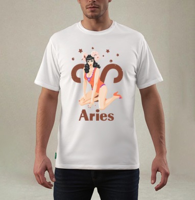 Пинап девушка Овен в ретро стиле Aries, Футболка мужская REGULAR белая
