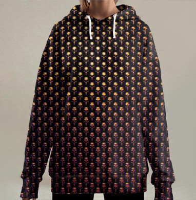 Узор из золотых черепов — роскошь и мрачность, Hoodie Long Oversize 3D