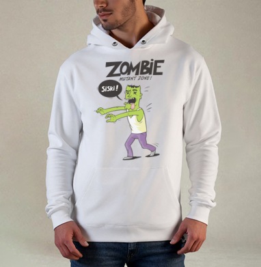 Zombie - Mutant Zone!, Толстовка белая Regular, утепленная
