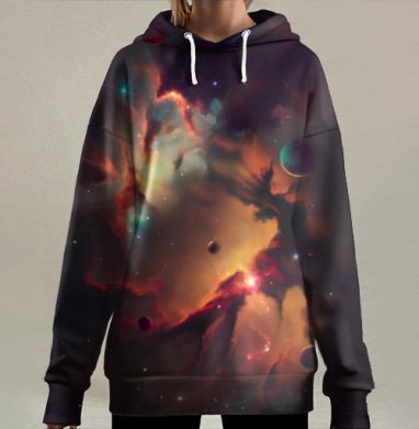 Космическое рождение звезд и планет во вселенной, Hoodie Long Oversize 3D