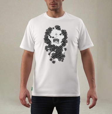 Enigmatic Face Hidden Among Baroque Florals / Лицо в цветочной броне, Футболка мужская REGULAR белая