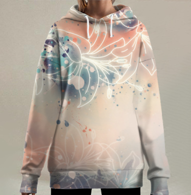 Абстрактные лилии, Hoodie Long Oversize 3D