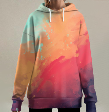 Абстрактные Красочный Поток Энергии Натуральный, Hoodie Long Oversize 3D
