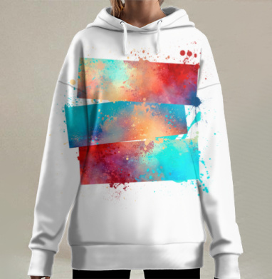 Акварельные брызги, Hoodie Long Oversize 3D