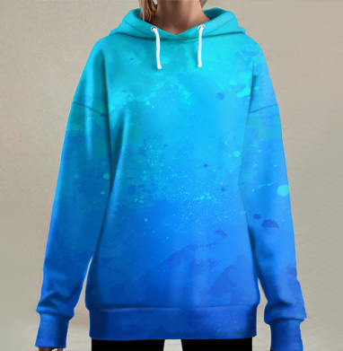 Акварельный сний фон, Hoodie Long Oversize 3D