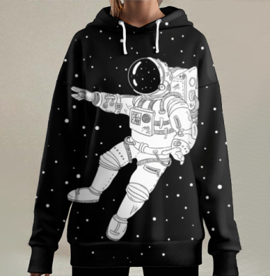 Астронавт в космосе, Hoodie Long Oversize 3D