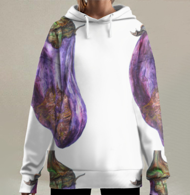 Баклажан с гнилью и природной красотой багровая палитра, Hoodie Long Oversize 3D