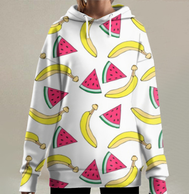 Бананы и арбузы, Hoodie Long Oversize 3D