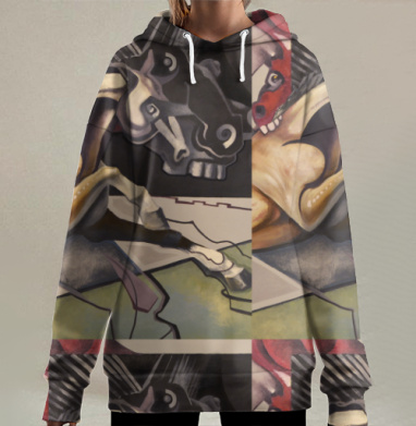 Драматическая сцена борьба жизнь смерть на подушке, Hoodie Long Oversize 3D