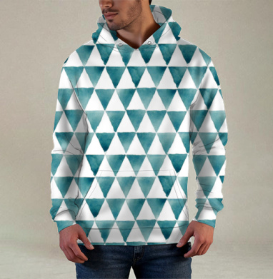 Бирюзовые треугольники, Худи / Мужская / С карманом / 3D