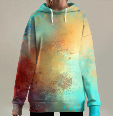 Брызги абстрактные, Hoodie Long Oversize 3D