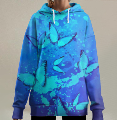 Butterflies / Бабочки, Hoodie Long Oversize 3D