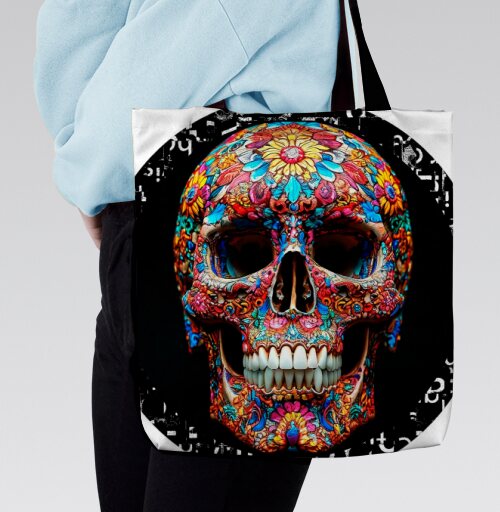 Floral Skull - Цветочный мексиканский череп яркий красочный декор - Уютные принты