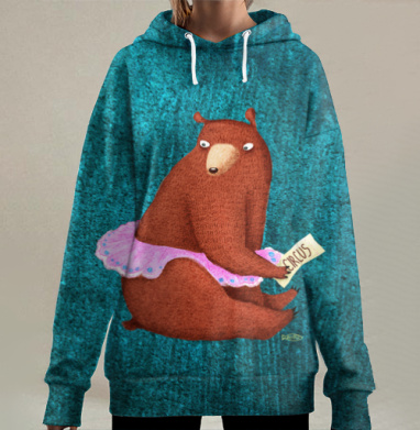 Цирковая медведица, Hoodie Long Oversize 3D