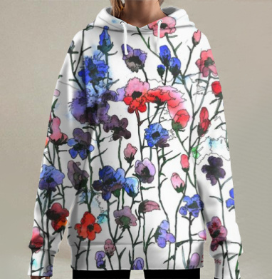 Цветочки, лето, Hoodie Long Oversize 3D