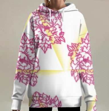 Светящиеся цветы гармония нежности и энергии, Hoodie Long Oversize 3D