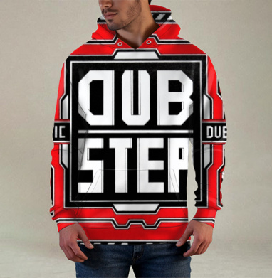 Красный Черный Белый Даб Степ Музыка Dub Step Music, Худи / Мужская / С карманом / 3D