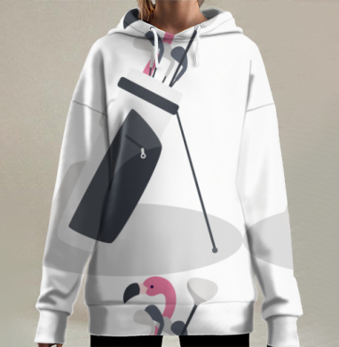 Розовый фламинго с гольф клубами сумка для игры, Hoodie Long Oversize 3D