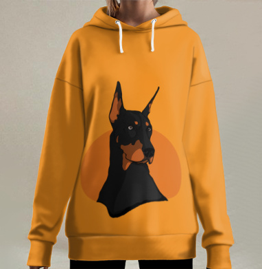 Доберман Красивый пес, Hoodie Long Oversize 3D