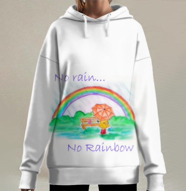 Дождь и радуга, Hoodie Long Oversize 3D