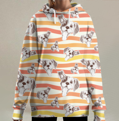 Друг человека. Полосатость, Hoodie Long Oversize 3D