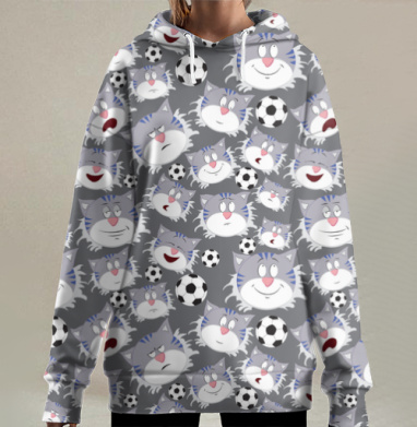 Эмоциональный кот, Hoodie Long Oversize 3D