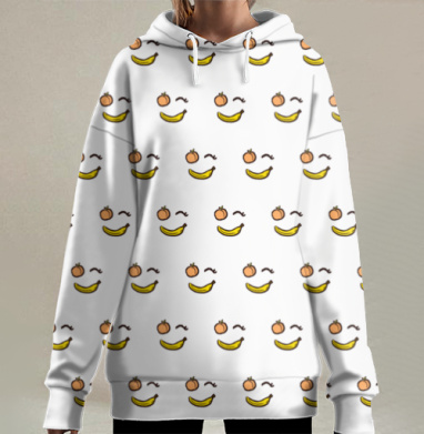 Фруктовый смайл, Hoodie Long Oversize 3D