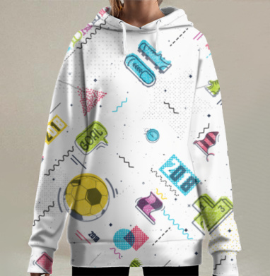 Футбол - геометрический узор, Hoodie Long Oversize 3D