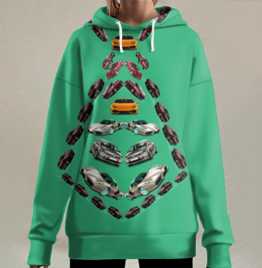 Галстук -  автомобильный бум, Hoodie Long Oversize 3D