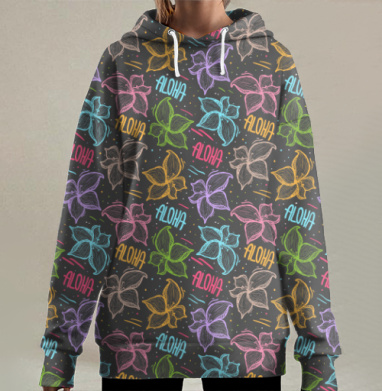 Гавайская ночь, Hoodie Long Oversize 3D