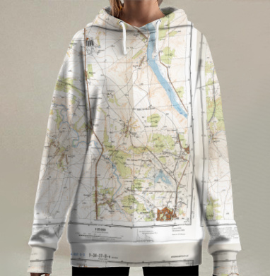 Советская топографическая карта 125000 масштаба СНОВ, Hoodie Long Oversize 3D
