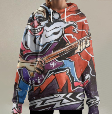 Горячий Дед Мороз, Hoodie Long Oversize 3D
