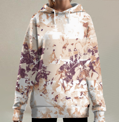 Абстрактная фрагментация теплых оттенков глубины пространства, Hoodie Long Oversize 3D