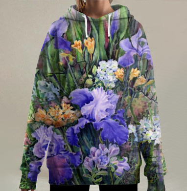 Ирисы и фрезии, Hoodie Long Oversize 3D
