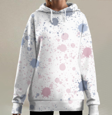 Пастельные лаки хаотичные пятна весеннего настроения, Hoodie Long Oversize 3D