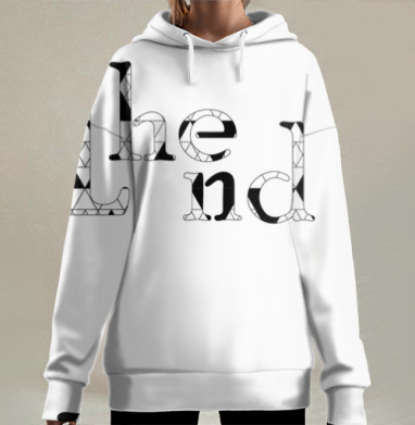Чёрно белая надпись The End Конец всему, Hoodie Long Oversize 3D