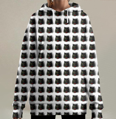 Кот бегемот, Hoodie Long Oversize 3D