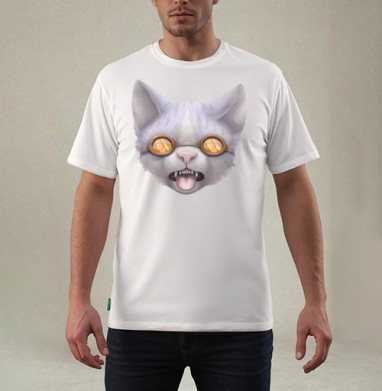 Кот в очках, Футболка мужская REGULAR белая
