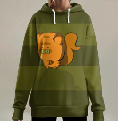 Котик  по имени рыжик, Hoodie Long Oversize 3D