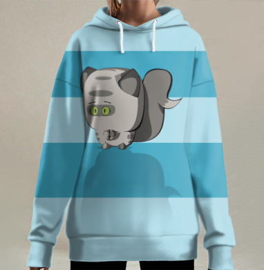 Котики маленький друг, Hoodie Long Oversize 3D