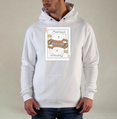 Игривый Белый Кот в Роли Дамы с Сладостями, Толстовка белая Regular, утепленная