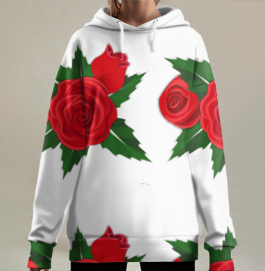 Красные розы для принта на текстиле, кружках, футболках, Hoodie Long Oversize 3D