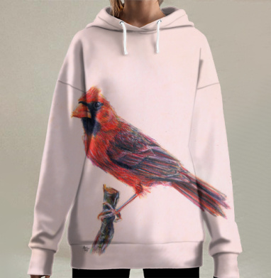 Красный кардинал, Hoodie Long Oversize 3D