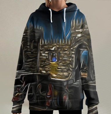 Таинственные руины ночного мистического света, Hoodie Long Oversize 3D